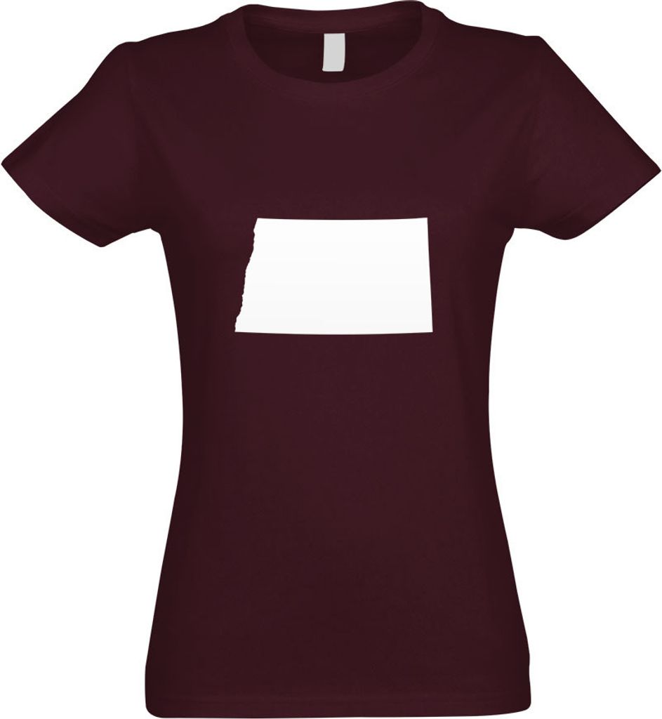 Kiwistar - T-Shirt tailliert - Damen - Burgund - USA - Bundesstaat - North Dakota - mit Motiv Bedruckt - Funshirt Design - Sport - Freizeit - Damen...