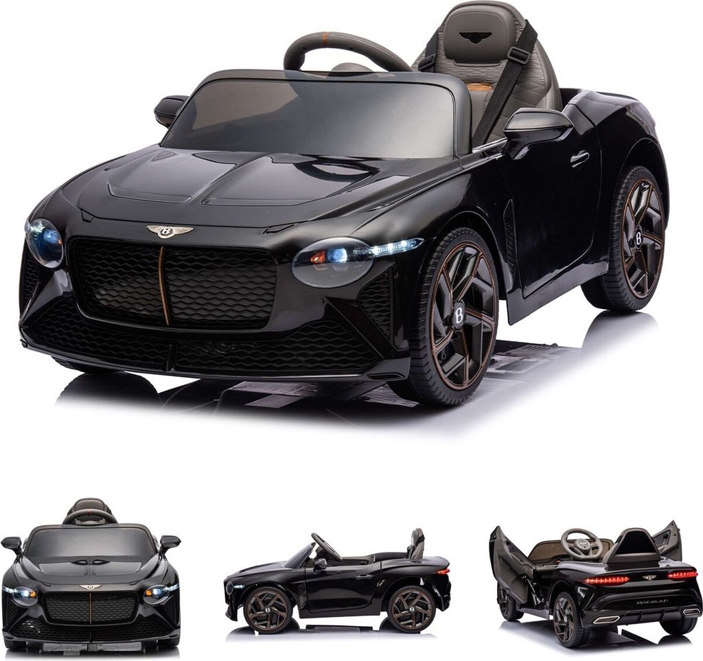 Kikkaboo Kinder Elektroauto Bentley Bacalar EVA-Reifen Gurt, MP3, USB, 2 Motoren schwarz