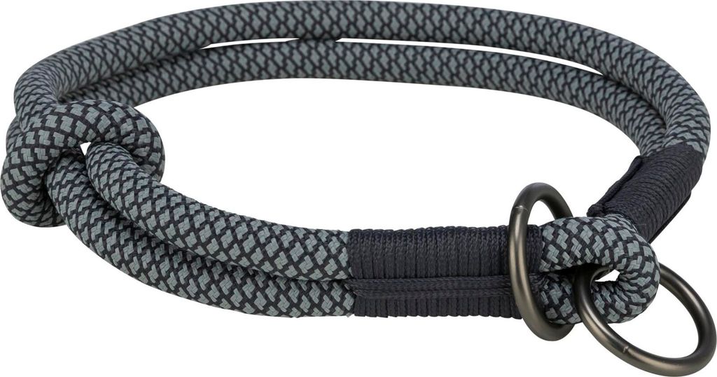 TRIXIE Soft Rope Zug-Stopp-Halsband - schwarz/grau - 35 cm/ø 6 mm