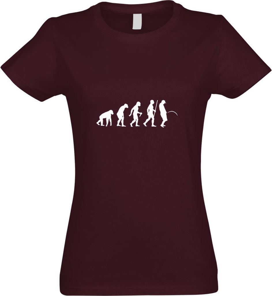 Kiwistar - T-Shirt tailliert - Damen - Burgund - Piss on urinieren Evolution - mit Motiv Bedruckt - Funshirt Design - Sport - Freizeit - Damen - L