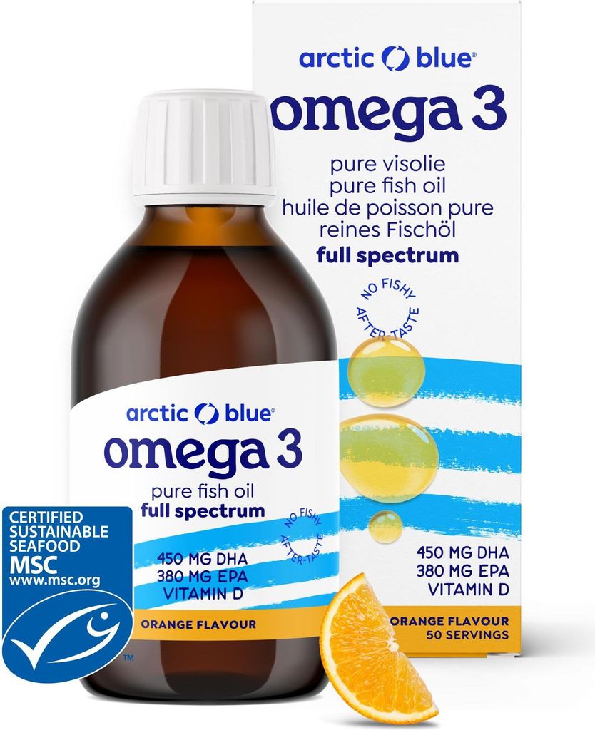 Arctic Blue Omega-3 rybí olej s vitaminem D - pomerančová Obrázek produktu 