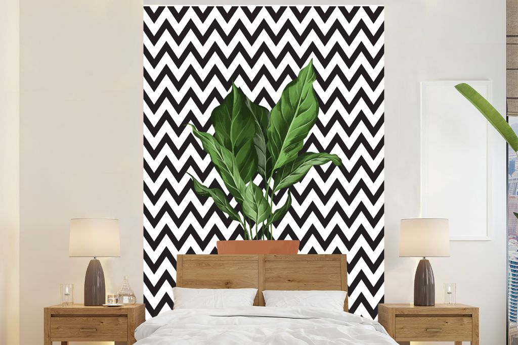 MuchoWow Fototapete für Wohnzimmer oder Schlafzimmer Wandtapete Vinyl Motivtapete Pflanzen - Pflanzgefäß - Zimmerpflanze - 180x280 cm - Wallpaper