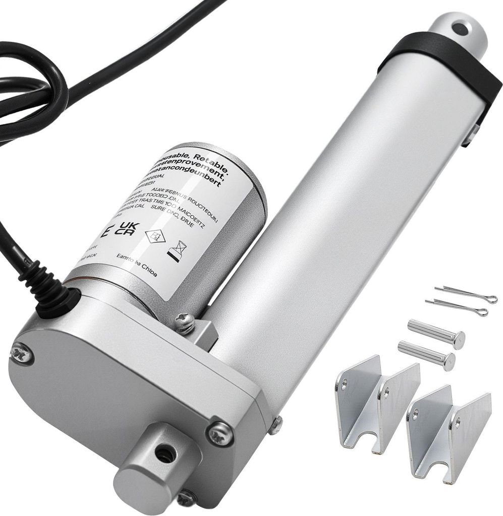 Linearantrieb 12 V - Linearaktuator - Hubweg 101,6 mm - Stellkraft 1000 N - 15 mm/s - IP54 - Mit Montagehalterung - Für höhenverstellbare Tische,...