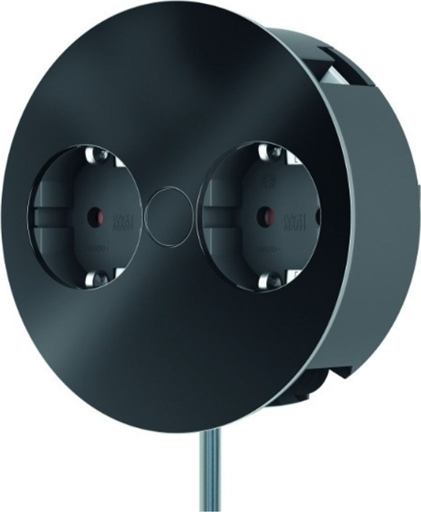 BACHMANN TWIST 2x Schutzkontakt, Aderendhülsen, Schutzkontaktmontagestecker, schwarz, 2 m