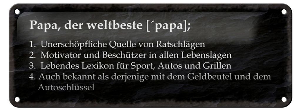 Blechschild Spruch 27x10cm Papa der weltbeste Beschützer Dekoration