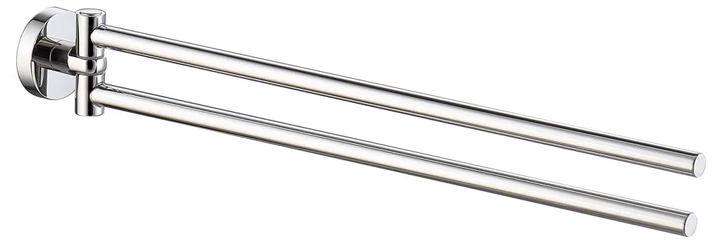 Porte-serviette rotatif double en inox brillant pour salle de bains