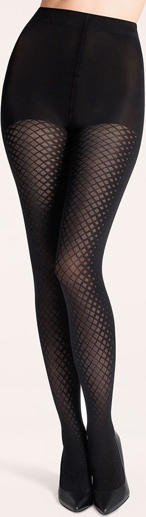 Strumpfhose mit Rauten Design aus Microfaser MONICA 3D 60 DEN nero-S