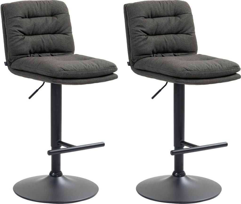 2er Set Barhocker Damar Stoff schwarz dunkelgrau