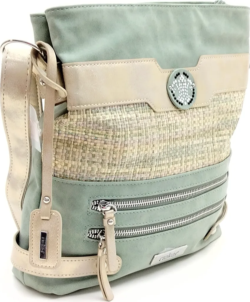 Sac bandoulière vert Rieker pour femme avec poches zippées pratiques