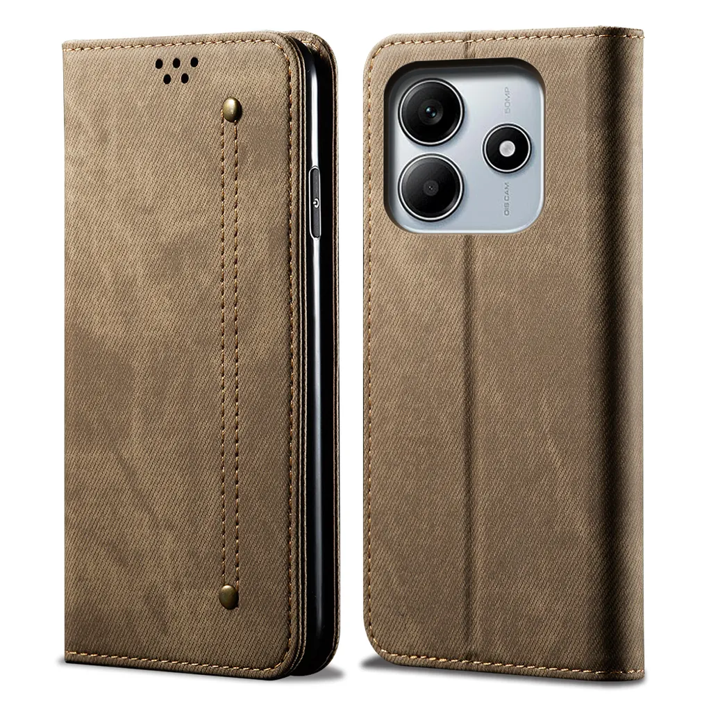 Custodia Xiaomi Redmi Note 14 5G Khaki - Portafoglio Moderno con Stand