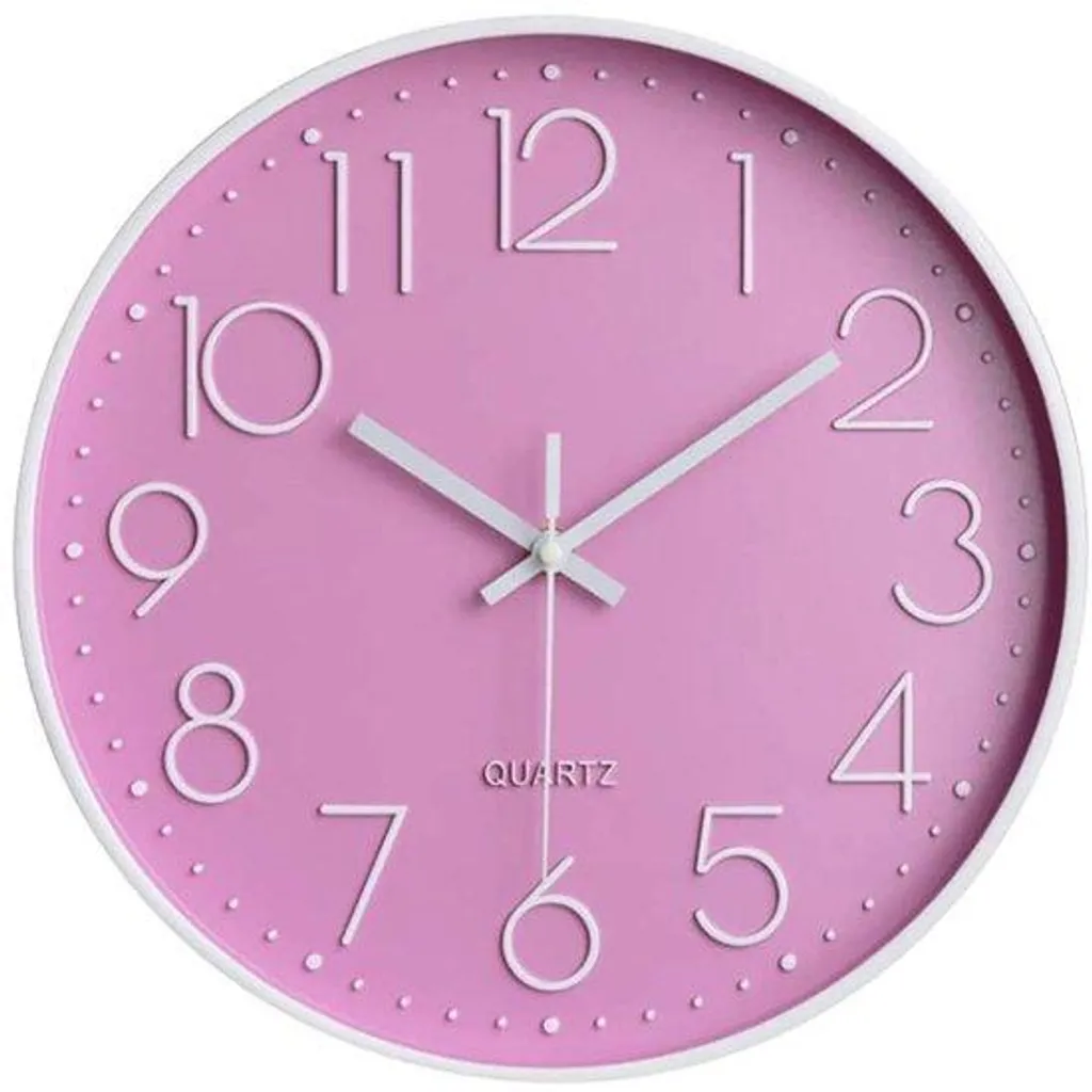 Horloge murale ronde 30cm en quartz rose - Décoration murale design