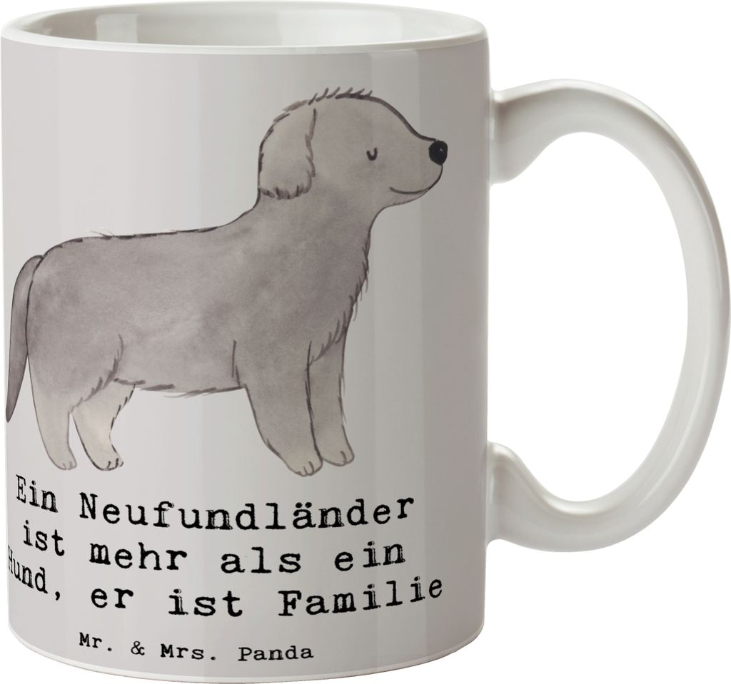 Mr. & Mrs. Panda Kaffeetasse Neufundländer Familie - Grau Pastell - Geschenk, schöne tasse, Begleiter, Hunderasse, Becher, Liebe, Dekotasse, Hund...