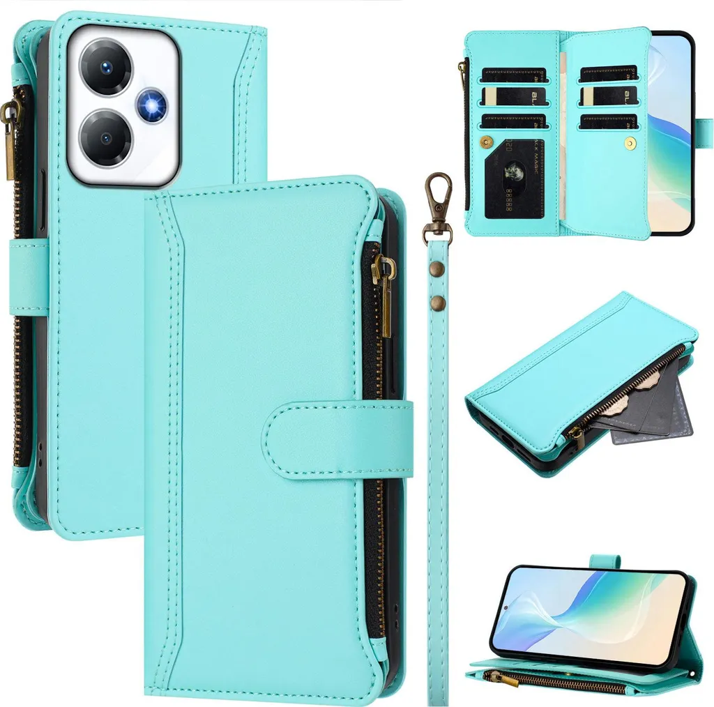 Custodia Wallet Infinix Hot 30 Play NFC Verde Menta con Cerniera