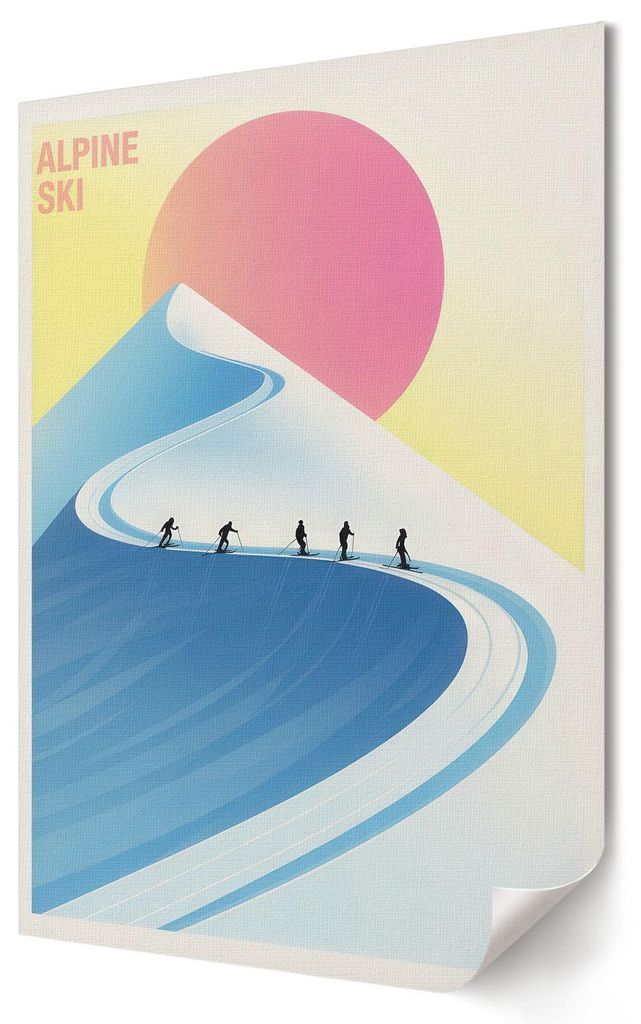 Bergposter- Kunstdruck A3 (29x42 cm) - Modern, Retro- Wandbild für Wohnzimmer Schlafzimmer & Flur, Modernes Poster Wanddeko, Ungerahmt