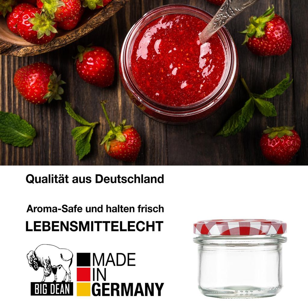 BigDean 48x Marmeladengläser 125 ml – kleine Einmachgläser