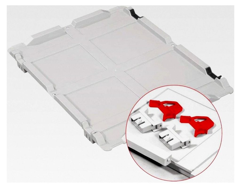 Scharnierdeckel Set für Eurobox NextGen mit 2 roten Schiebeschnappverschlüssen | BxT 30x40cm | Eurobehälter, Transportbox, Stapelbehälter