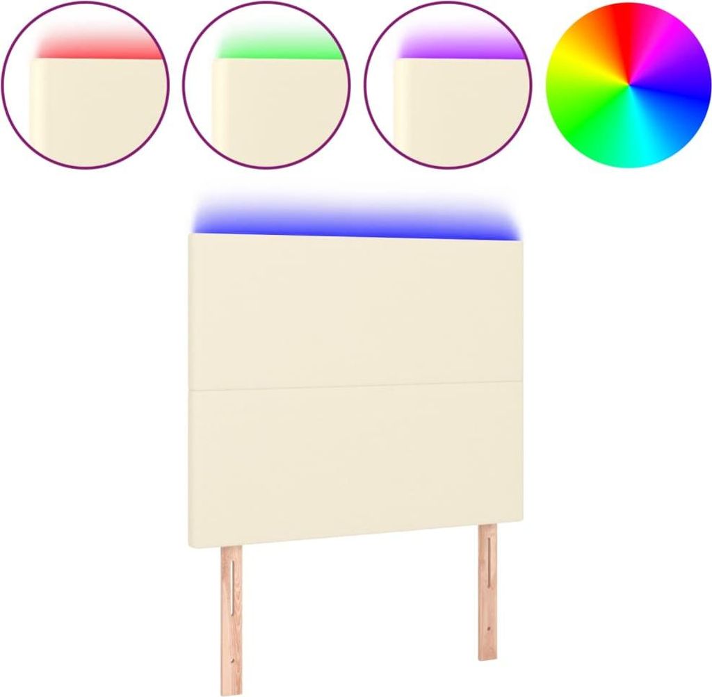 vidaXL LED Kopfteil Creme 90x5x118/128 cm Kunstleder
