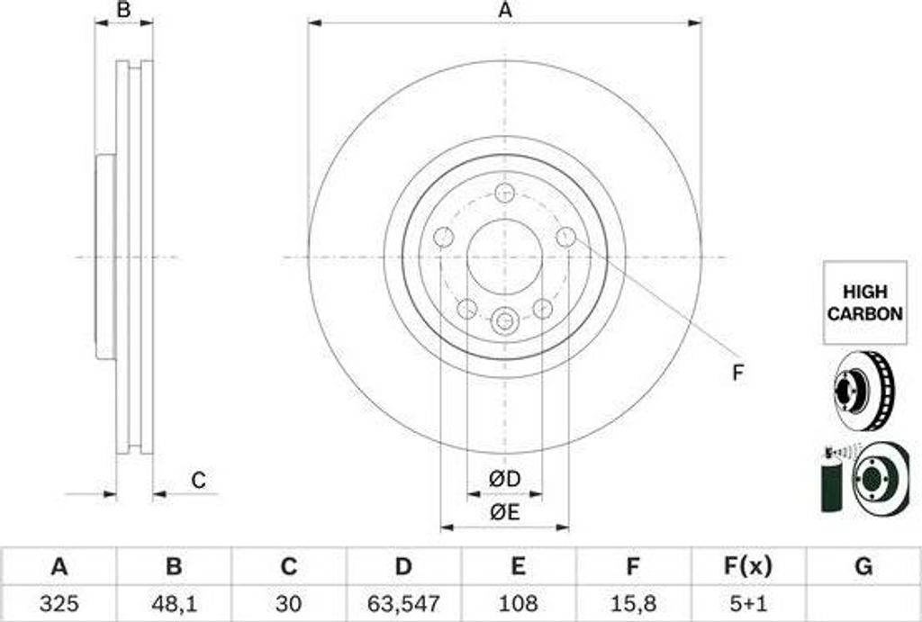 2x BOSCH Bremsscheibe 0 986 479 G32 für LAND ROVER Range Rover Velar (L560)