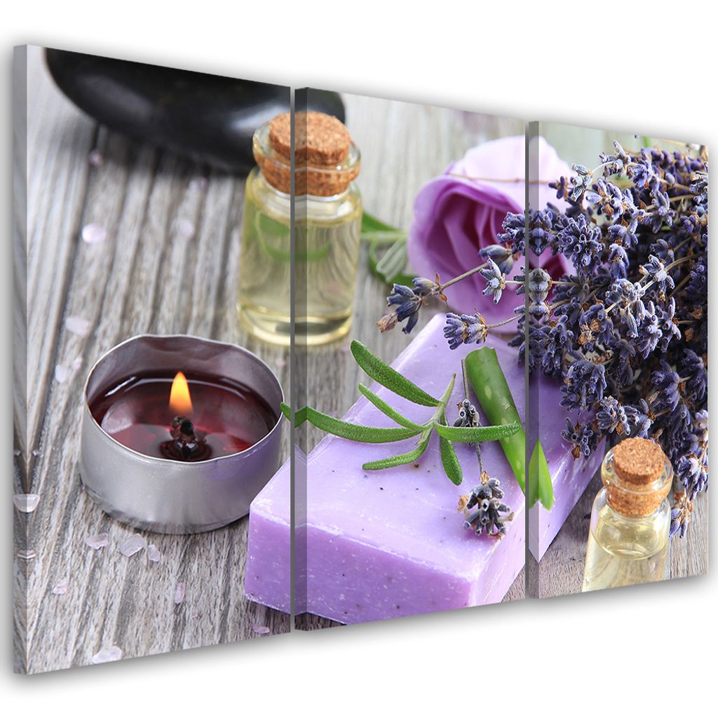 Triptychon auf leinwand religiös - lila 150x100 cm Feeby lila wandbild bereit zum aufhängen