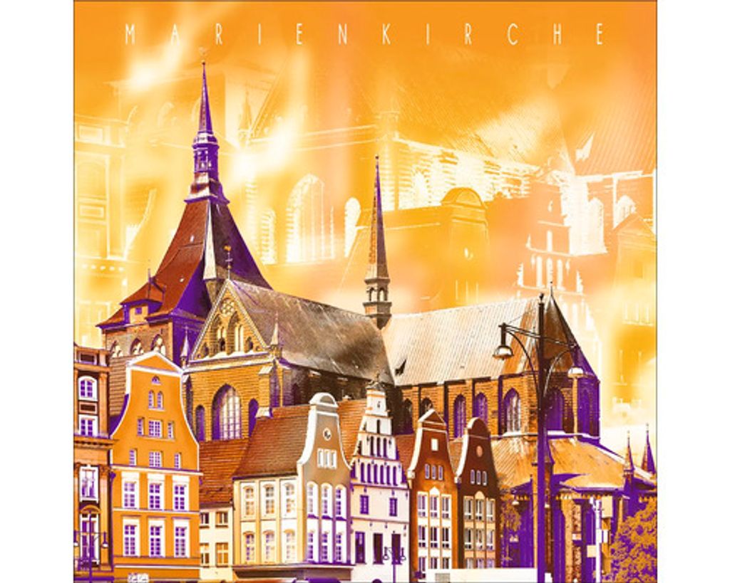 Glasbild Rostock Marienkirche 20x20 cm