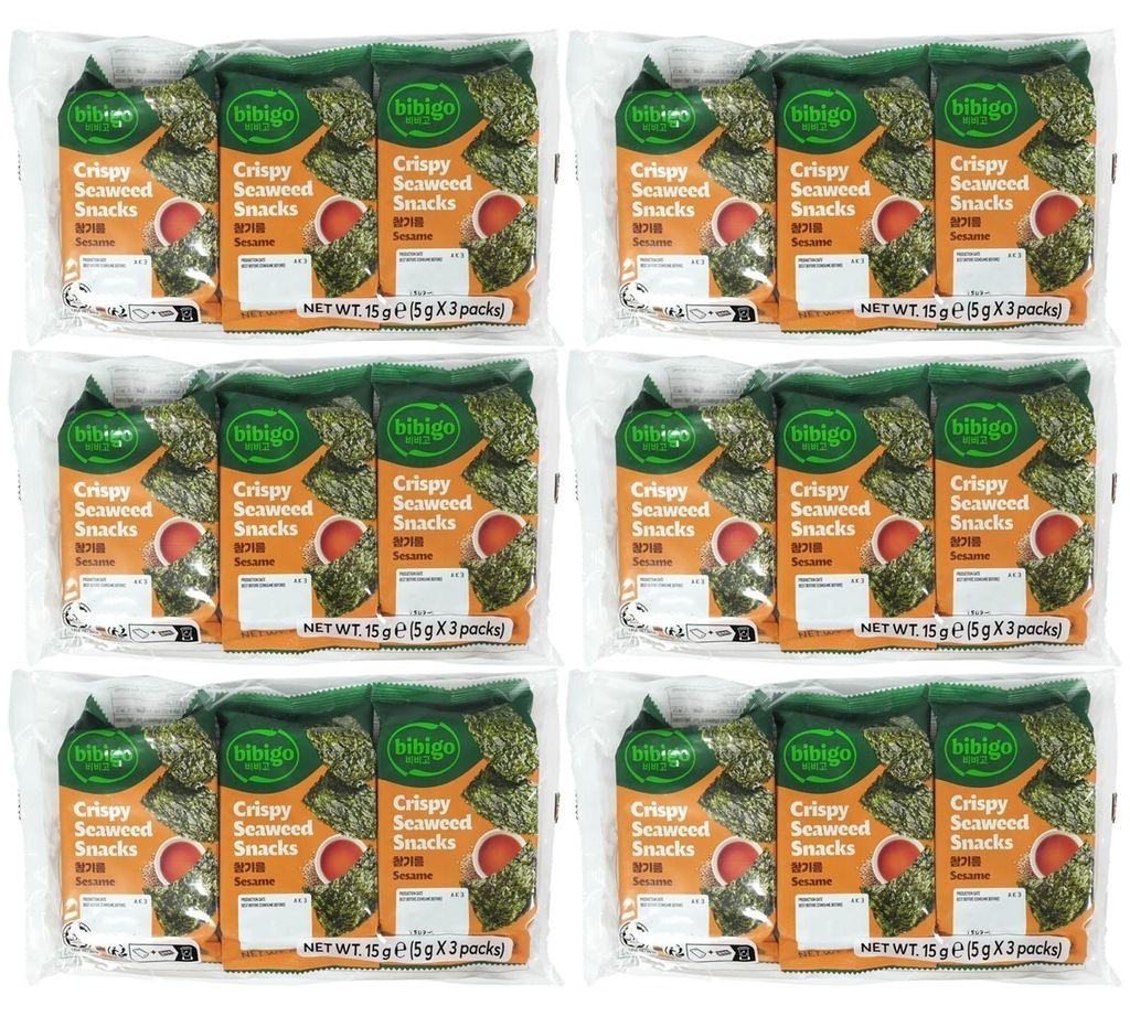 Bibigo Seealgen Snack Original SESAM 6x15g Produktbild 
