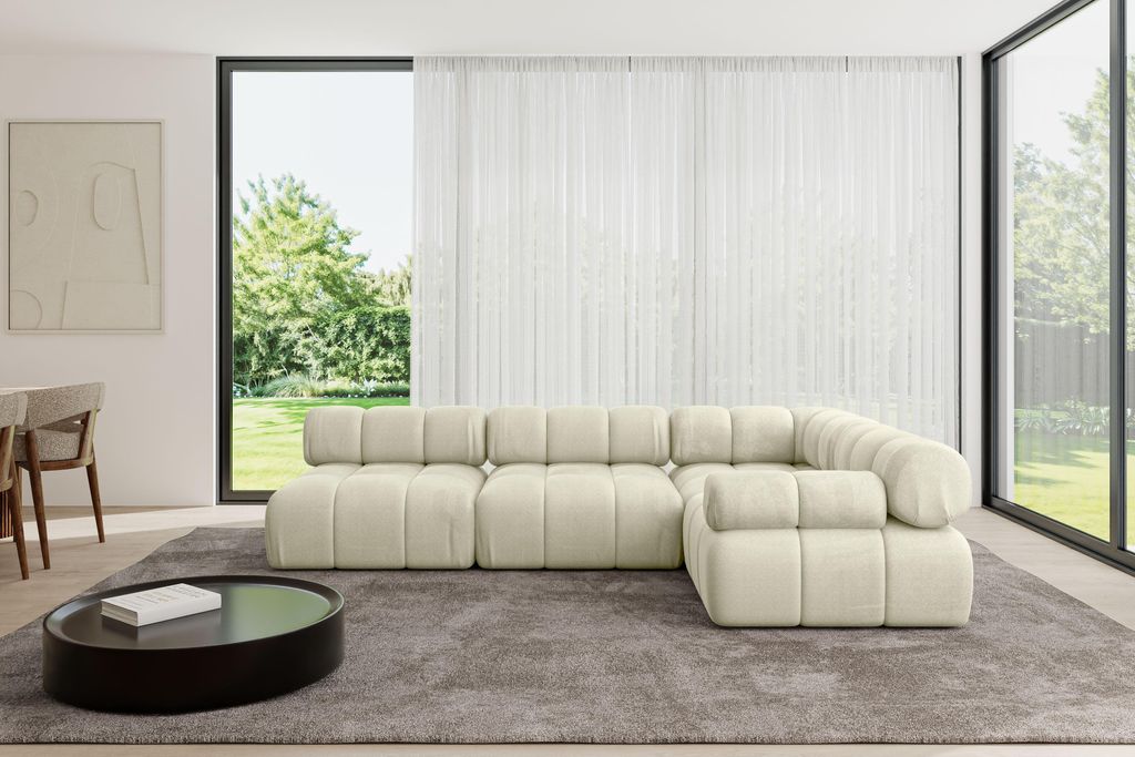 ALTDECOR Modulares Sofa Ecksofa in L-Form - Mende-L2 - 285x190x70 cm Beige Corner modular Sofa Eckcouch Couch Wohnlandschaft Cauchsofa Polstersofa