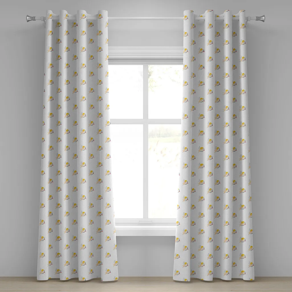 ABAKUHAUS Rideau à œillets Engel motif Cupidon 280x175 cm Pêche et Jaune