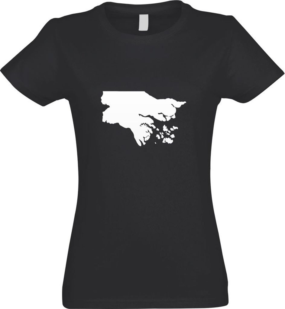 Kiwistar - T-Shirt tailliert - Damen - Graphit - Guinea-Bissau Umriss Kontur - mit Motiv Bedruckt - Funshirt Design - Sport - Freizeit - Damen - L