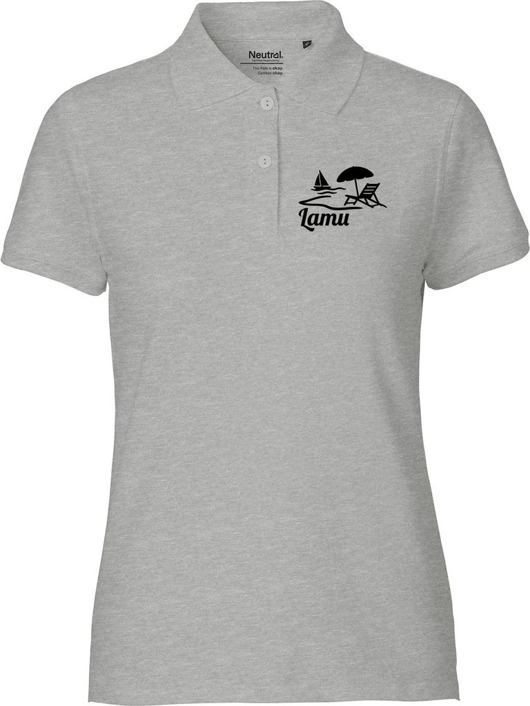 Huuraa Damen Polo Shirt Lamu Inselmotiv Kenia XL Sport Grey Bio Baumwolle Fairtrade Poloshirt Geschenkidee