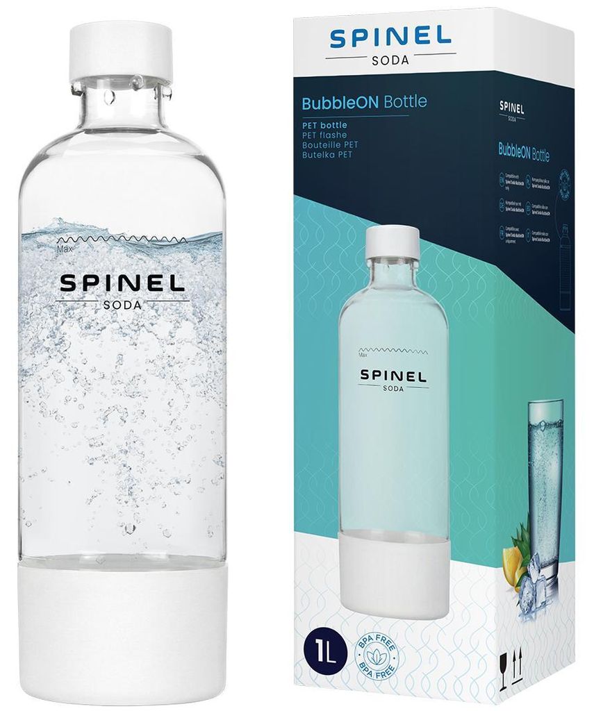 Láhev SpinelSoda pro syřič vody, 1 l, bílá, bez BPA, Obrázek produktu 
