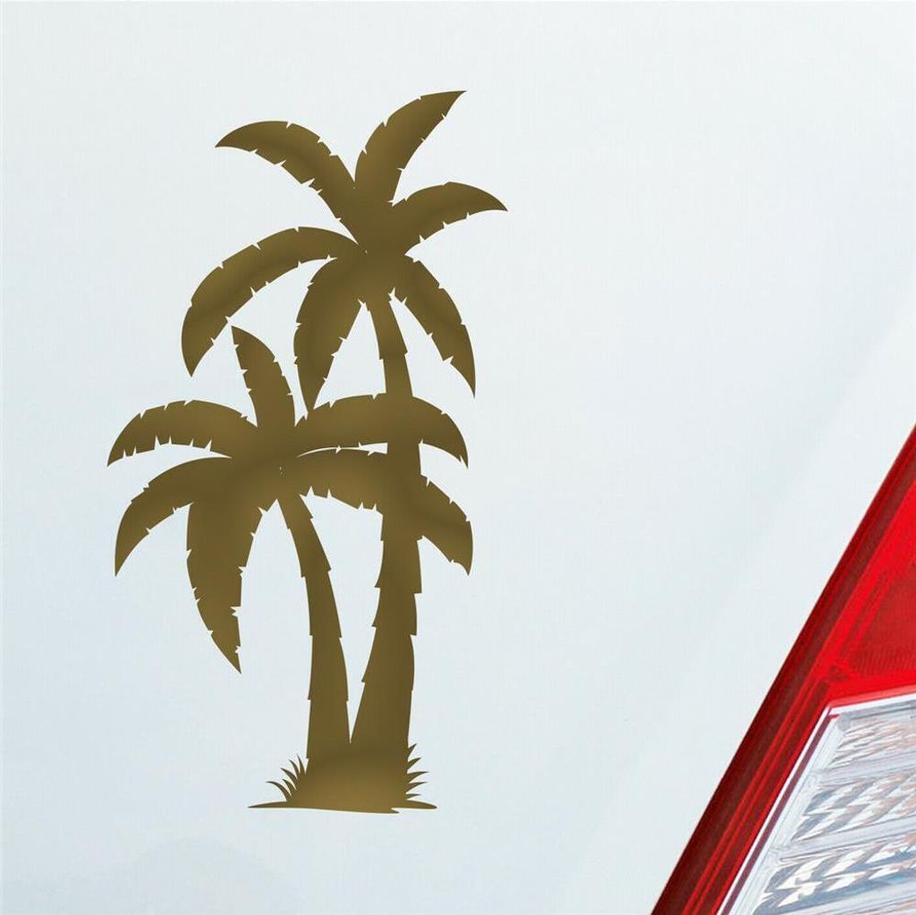 Auto Aufkleber Palme Palms Beach Strand Kokospalme Pflanze 5x10 cm Gold Sticker Heckscheibenaufkleber
