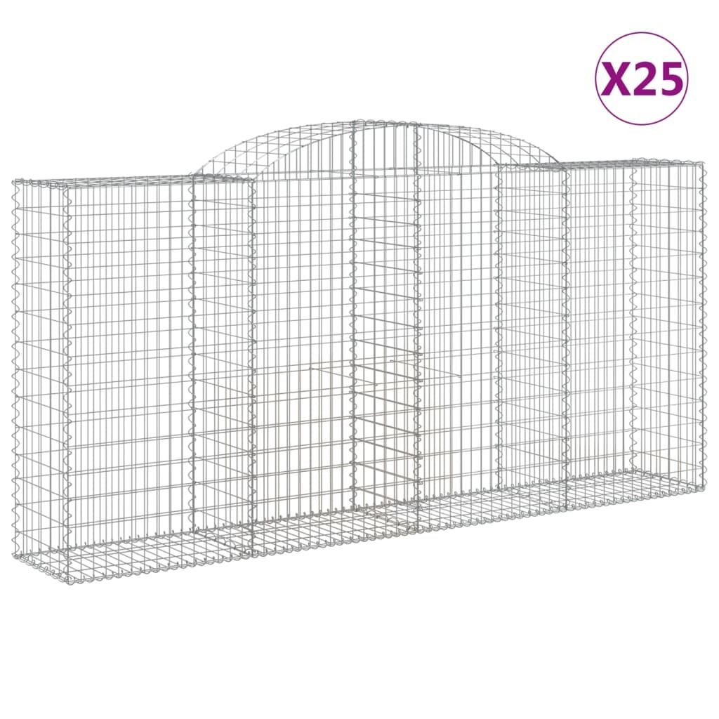 vidaXL Gabionen mit Hochbogen 25 Stk 300x50x140/160cm Verzinktes Eisen