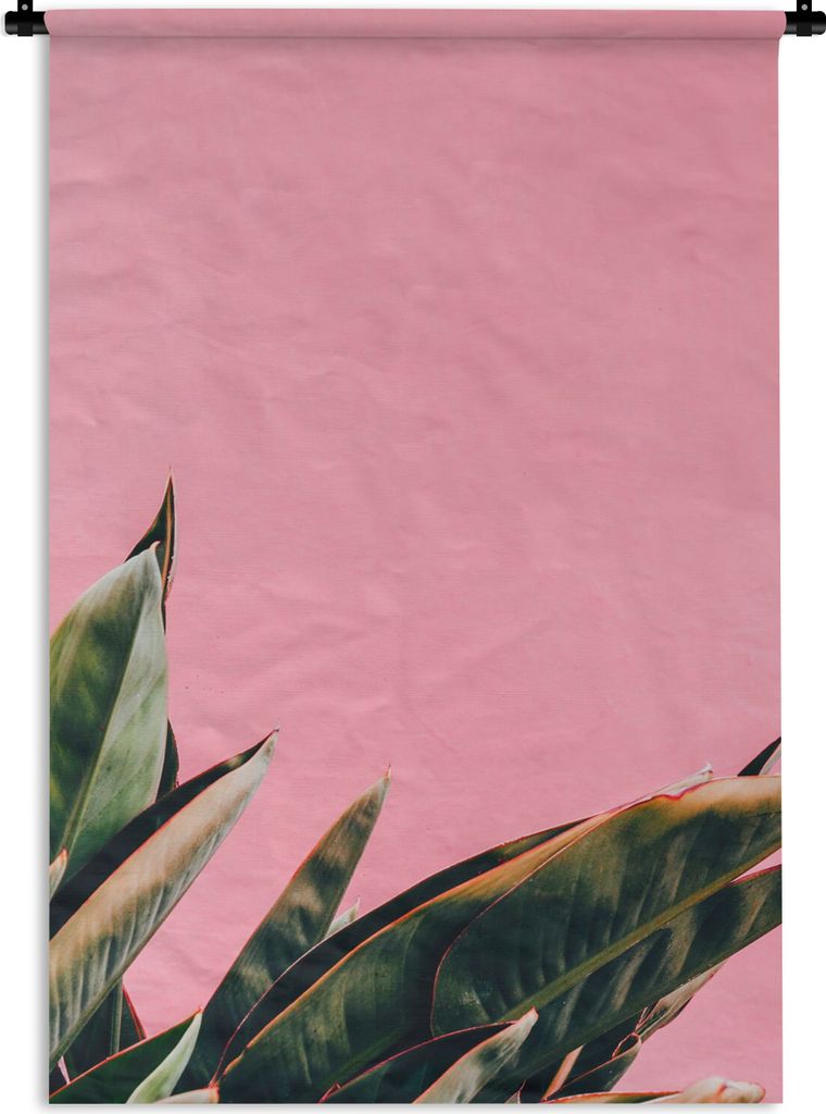 MuchoWow Wandteppich Wandbehang Pflanzen - Frauenzunge - Rosa - Tropisch 60x90 cm Tapisserie Dekoration Wandtuch - Foto-Teppich - Abwaschbar