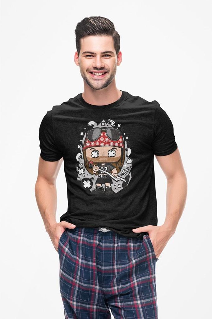 D&B Férfi Uni Polo PC00003 AXL Rose Schwarz-Größe S
