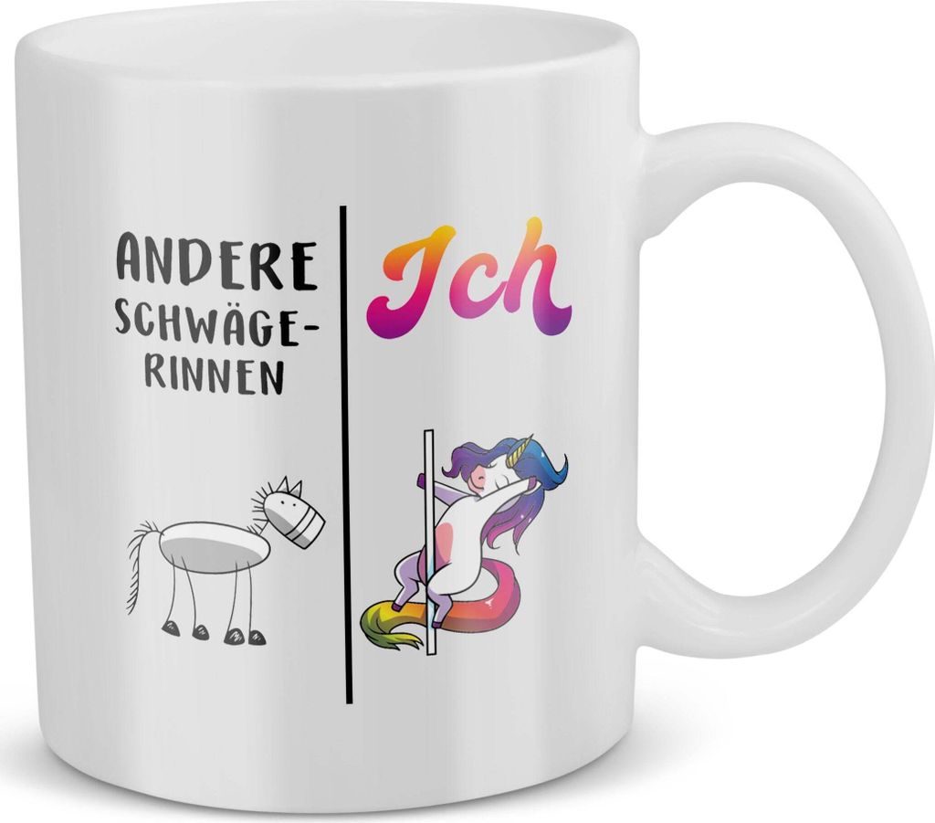 22Feels Schwägerin Geschenk Hochzeit Frauen Tasse Einhorn Weihnachten Geburtstag Haferl Kaffeetasse Geschenkidee