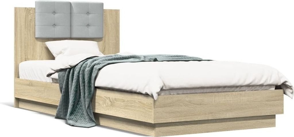 CLORIS Bettgestell mit Kopfteil Sonoma-Eiche 90x200 cm Holzwerkstoff 3209942