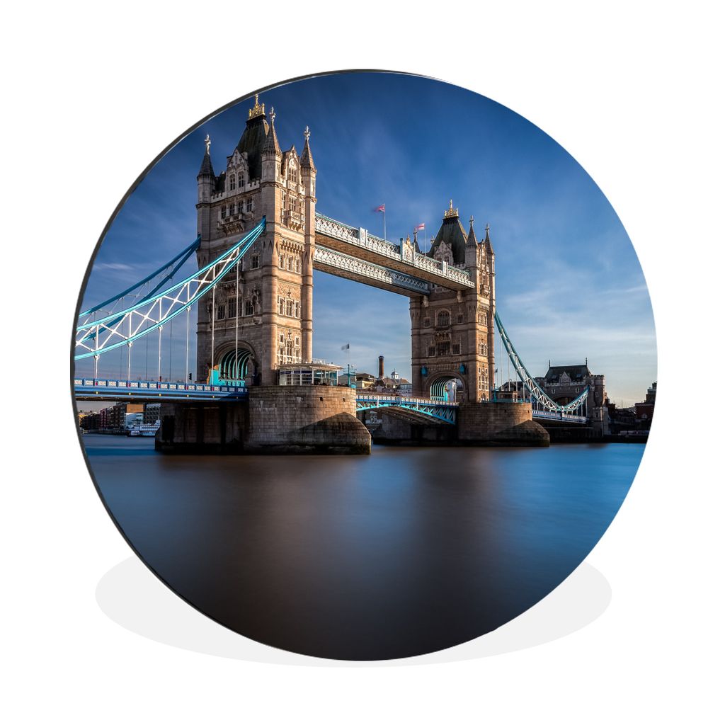 MuchoWow Aluminium Wandkreis Tower Bridge - Themse - London Ø 30 cm Wanddeko Modern Wohnzimmer - Wand Bild - Wohnzimmer - Runde Bilder - Alubild...