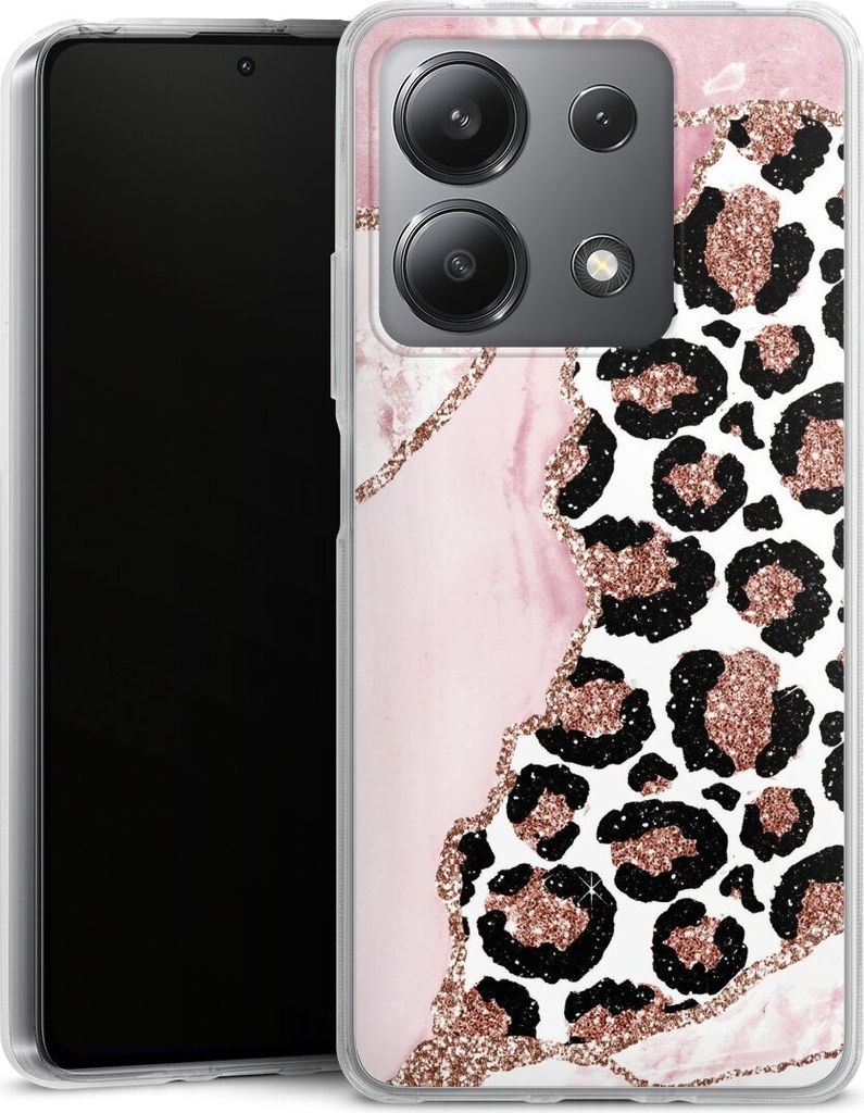 DeinDesign Handyhülle für Xiaomi Redmi Note 13 5G Silikon Hülle Case Smartphone Schutzhülle Glitzer Look Leopard Marmor