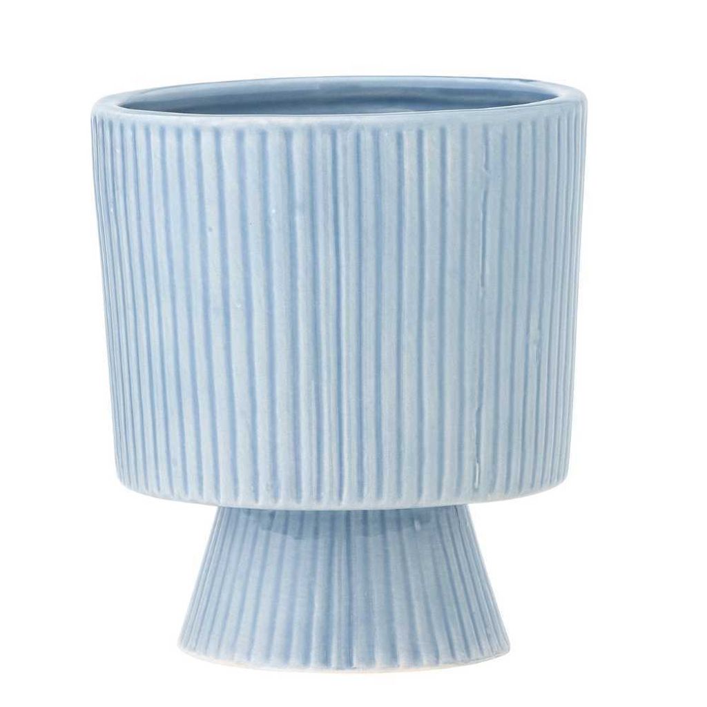 Bloomingville Blumentopf AYLEEN Hellblau mit Fuß 12x12 cm Übertopf