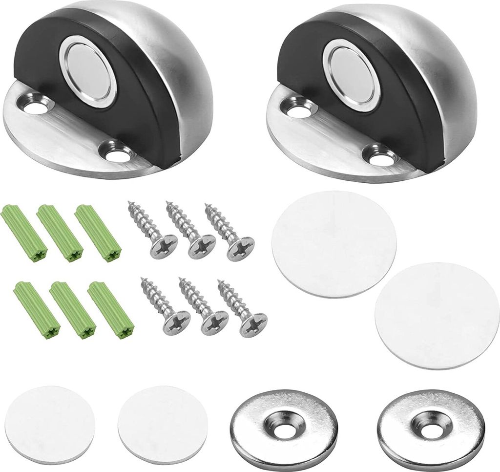 COOL-i 2pcs Bodentürstopper, Türstopper ,Edelstahl Türstopper, Selbstklebender Metall Magnet Türstopper, für Glastüren Balkontüren 2er Set