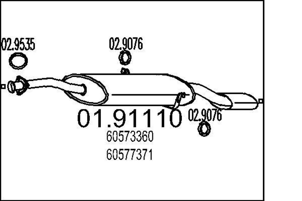 MTS 01.91110 Endschalldämpfer für ALFA ROMEO 164 (164) Auspuff