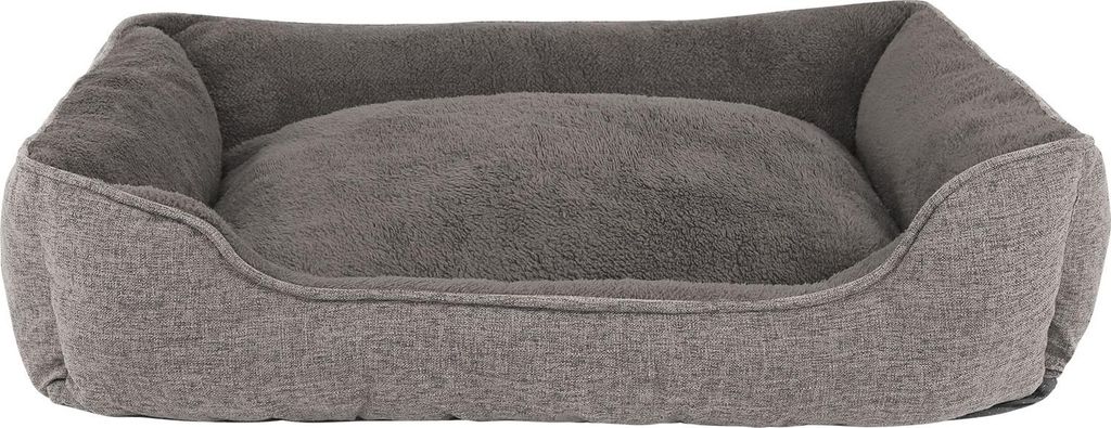 lionto Hundesofa, modernes Hundebett mit rutschfester Unterseite, abnehmbarem Bezug & Plüsch-Innenmaterial, 110x80 cm, grau