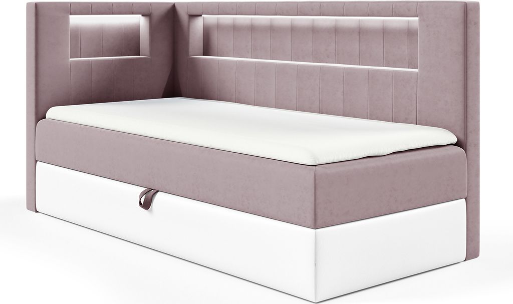 MEBLINI Kinderbett mit Bettkasten - Gepolstert Einzelbett mit Matratze - Polsterbett mit Stauraum - Bett mit Kopfteil - Stauraumbett - GARETH 3 - 8...
