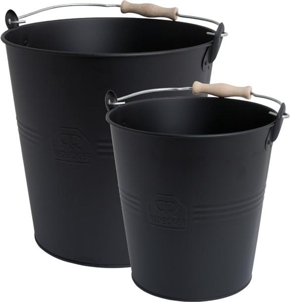 Redecker Eimer 2er Set, 5+10 l, schwarz, mit Holzgriff Produktbild 
