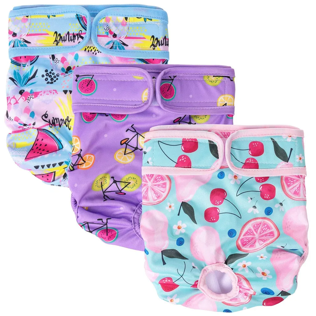 Culottes menstruelles pour chiennes et chiens - Lot de 3 lavables M