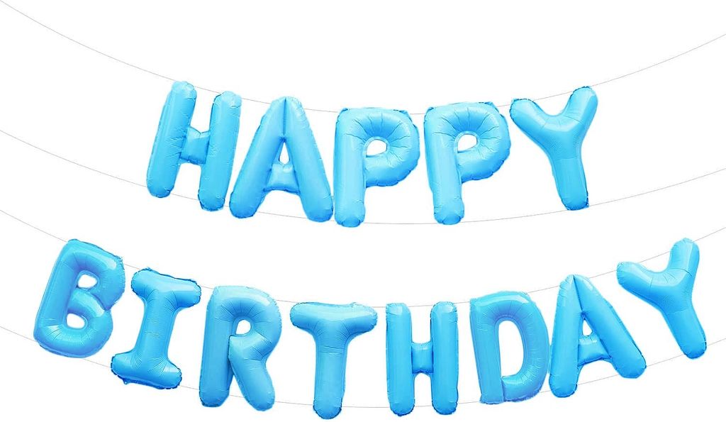 Oblique Unique Happy Birthday Folienballon Girlande in blau Produktbild 