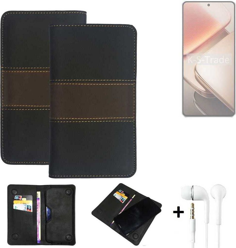 K-S-Trade Handyhülle + Kopfhörer kompatibel mit Vivo iQOO Z9 Turbo+ Schutzhülle Walletcase Bookstyle Tasche Schutz Case Hülle Wallet Cover