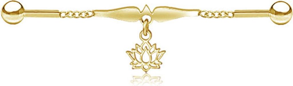 viva-adorno Industrial Piercing Scaffold Kette Anhänger Lilie Lotus Ohr Piercing gold silber Z595, Lotus gold
