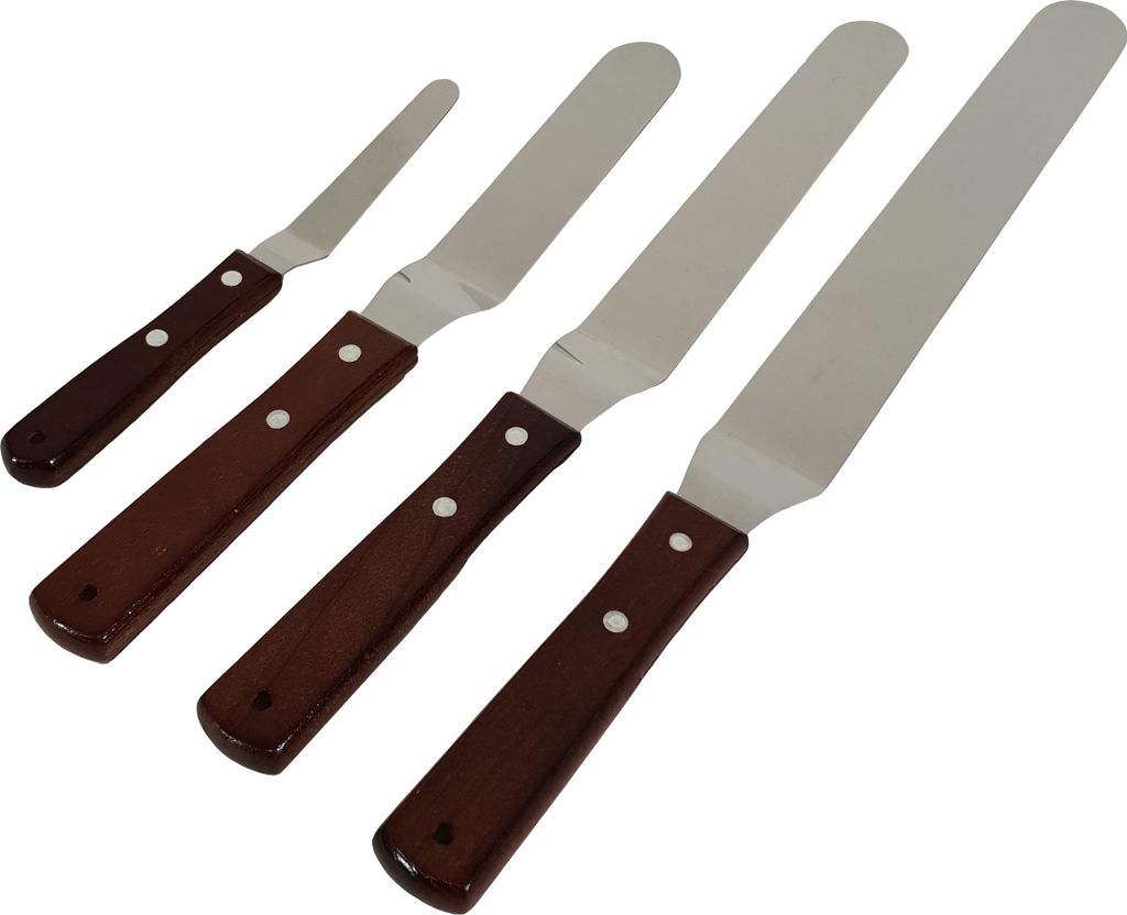 Krumble Patisserie Set - Spatel Set - Glasurspatel - Kuchenspatel - Gebäckspatel - Kuchendekoration - Kuchenbacken - Glasurmess Stück aus 4 Edels...