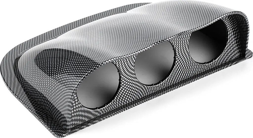Triple Support Manomètre 52mm en ABS Look Fibre de Carbone Zarbon Pod